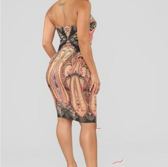 **SOLD**Ethnic Tribal Print Bodycon Tube Dress - L - Picture 2 of 3